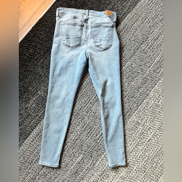 American Eagle Outfitters Jegging High Rise 8 reg Skinny Jeans Distressed EUC - Picture 8 of 10
